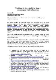 The Miguel de Cervantes Digital Library : a wide range of multimedia services / Alejandro Bia | Biblioteca Virtual Miguel de Cervantes