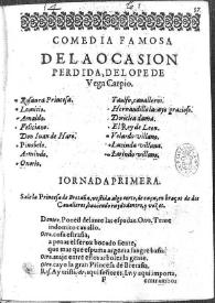 La ocasión perdida / de Lope de Vega Carpio | Biblioteca Virtual Miguel de Cervantes