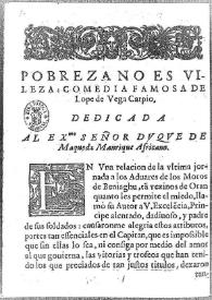 Pobreza no es vileza : comedia famosa / Lope de Vega Carpio | Biblioteca Virtual Miguel de Cervantes