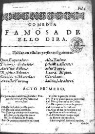 Ello dirá : comedia famosa / Lope de Vega | Biblioteca Virtual Miguel de Cervantes