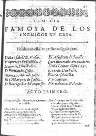 Los enemigos en casa : comedia famosa / Lope de Vega | Biblioteca Virtual Miguel de Cervantes