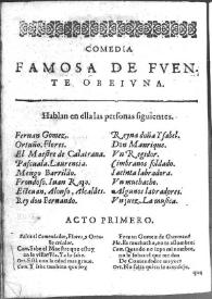 Fuente Ovejuna : comedia famosa / Lope de Vega | Biblioteca Virtual Miguel de Cervantes