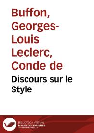 Discours sur le Style / Buffon | Biblioteca Virtual Miguel de Cervantes