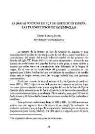 La (mala) fortuna de la Eça de Queiroz en España: las traducciones de Valle-Inclán / Elena Losada Soler | Biblioteca Virtual Miguel de Cervantes
