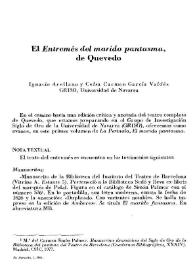 El entremés "El marido pantasma", de Quevedo / Ignacio Arellano y Celsa Carmen García Valdés | Biblioteca Virtual Miguel de Cervantes