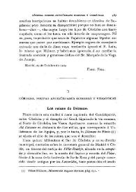 Córdoba. Nuevas antigüedades romanas y visigóticas / Enrique Romero de Torres | Biblioteca Virtual Miguel de Cervantes
