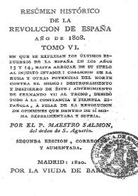 Resumen histórico de la revolución de España año de 1808. Tomo VI / por el P. Maestro Salmón | Biblioteca Virtual Miguel de Cervantes