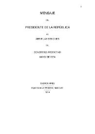Mensaje del Presidente de la República al abrir las sesiones del Congreso Argentino | Biblioteca Virtual Miguel de Cervantes