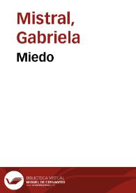 Miedo | Biblioteca Virtual Miguel de Cervantes