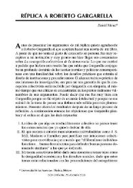Réplica a Roberto Gargarella / David Mena | Biblioteca Virtual Miguel de Cervantes
