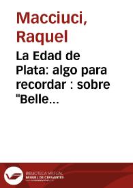 La Edad de Plata: algo para recordar : sobre "Belle Époque", guión original de Rafael Azcona / Raquel Macciuci | Biblioteca Virtual Miguel de Cervantes