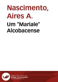 Um "Mariale" Alcobacense / Aires Augusto Nascimento | Biblioteca Virtual Miguel de Cervantes