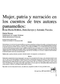 Mujer, patria y narración en los cuentos de tres autores panameños: Rosa María Britton, Justo Arroyo y Antonio Paredes / Maida Watson | Biblioteca Virtual Miguel de Cervantes
