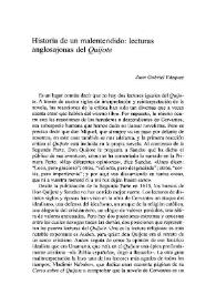 Historia de un malentendido: lecturas anglosajonas del "Quijote" / Juan Gabriel Vázquez | Biblioteca Virtual Miguel de Cervantes