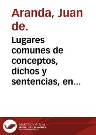 Lugares comunes de conceptos, dichos y sentencias, en diuersas materias / compuesto por el licenciado Ioan de Aranda ... | Biblioteca Virtual Miguel de Cervantes