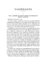 Real Academia de Buenas Letras de Barcelona. Reseña histórica | Biblioteca Virtual Miguel de Cervantes