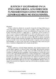 Justicia y legitimidad en la ética discursiva. Los derechos fundamentales como intereses generalizables no excluyentes / Alejandro Sahuí | Biblioteca Virtual Miguel de Cervantes