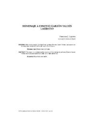 Homenaje a Ernesto Garzón Valdés. Laudatio / Francisco J. Laporta | Biblioteca Virtual Miguel de Cervantes