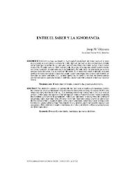 Entre el saber y la ignorancia / Josep M. Vilajosana | Biblioteca Virtual Miguel de Cervantes