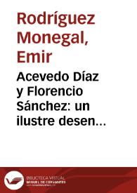 Acevedo Díaz y Florencio Sánchez: un ilustre desencuentro / Emir Rodríguez Monegal | Biblioteca Virtual Miguel de Cervantes
