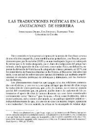 Las traducciones poéticas en las "Anotaciones" de Herrera / Inmaculada Osuna, Eva Redondo, Bernardo Toro | Biblioteca Virtual Miguel de Cervantes