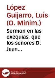 Sermon en las exequias, que los señores D. Juan Luminati y Vargas, don Francisco Fonseca y Belluga, y don Rodrigo Trabuco y Belluga ... celebraron al Eminentissimo, y Reverendissimo Señor Cardenal el señor don Luis Belluga y Moncada, en la ciudad de Motril à 28 de Junio de 1743 / lo predicò el M.R.P. Fr. Luis Lopez Guixarro... | Biblioteca Virtual Miguel de Cervantes