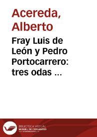 Fray Luis de León y Pedro Portocarrero: tres odas del agustino al Obispo de Calahorra / Alberto Acereda | Biblioteca Virtual Miguel de Cervantes