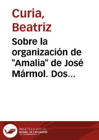 Sobre la organización de "Amalia" de José Mármol. Dos aspectos estructurales / Beatriz Curia | Biblioteca Virtual Miguel de Cervantes