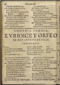 Euridice y Orfeo / de Don Antonio de Solís | Biblioteca Virtual Miguel de Cervantes