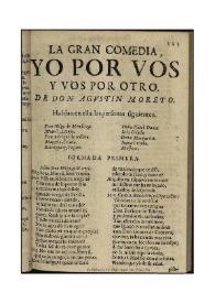 Yo por vos, y vos por otro / D. Agustín Moreto y Cabaña; colección hecha e ilustrada por D. Luis Fernández-Guerra y Orbe | Biblioteca Virtual Miguel de Cervantes