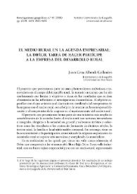 El medio rural en la agenda empresarial : la difícil tarea de hacer partícipe a la empresa del desarrollo rural / Juan Cruz Alberdi Collantes | Biblioteca Virtual Miguel de Cervantes