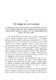 "El Cantar de los Cantares de Salomón", puesto en verso castellano por Román Ríos, O.S.B. prior de Nuestra Señora del Pueyo (Barbastro), con un prólogo de Eduardo Felipe Fernández de Castro, C. de la Real Academia de la Historia. (Sin lugar, 1928) / el conde de Cedillo | Biblioteca Virtual Miguel de Cervantes