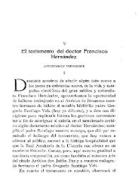 El testamento del doctor Francisco Hernández / P. Barreiro Agustino | Biblioteca Virtual Miguel de Cervantes