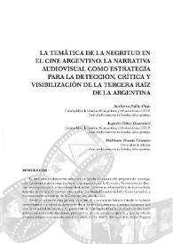 La temática de la negritud en el cine argentino. La narrativa audiovisual como estrategia para la detección, crítica y visibilización de la tercera raíz de la Argentina / Norberto Pablo Cirio, Augusto Pérez Guarnieri, Dulcinea Tomás Cámara | Biblioteca Virtual Miguel de Cervantes