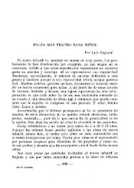Falta más teatro para niños / por Luis Coquard | Biblioteca Virtual Miguel de Cervantes
