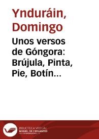 Unos versos de Góngora: Brújula, Pinta, Pie, Botín cerrado | Biblioteca Virtual Miguel de Cervantes