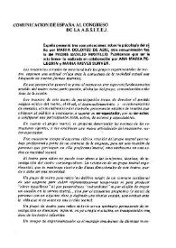 Comunicación de España al Congreso de la A.S.S.I.T.E.J. / Ana María Pelegrí[n], M.ª Nieves Sunyer | Biblioteca Virtual Miguel de Cervantes