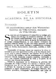Necrología : el excelentísimo señor don Wenceslao Ramírez de Villa-Urrutia, marqués de Villa-Urrutia / Vicente Castañeda | Biblioteca Virtual Miguel de Cervantes