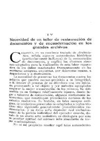 Necesidad de un taller de restauración de documentos y de encuadernación en los grandes archivos / F. Valls Taberner | Biblioteca Virtual Miguel de Cervantes