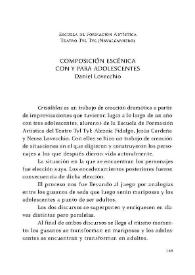 Composición escénica con y para adolescentes / Daniel Lovecchio, de la Escuela de Formación Artística Teatro Tyl Tyl (Navalcarnero) | Biblioteca Virtual Miguel de Cervantes