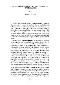 La interdependencia de los personajes galdosianos / por Peter G. Earle | Biblioteca Virtual Miguel de Cervantes