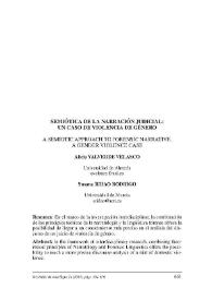 Semiótica de la narración judicial: un caso de violencia de género / Alicia Valverde Velasco y Susana Ridao Rodrigo | Biblioteca Virtual Miguel de Cervantes