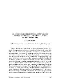 "El compromiso después del compromiso. Poesía, democracia y globalización (poéticas 1980-2005)" (Madrid: Universidad Nacional de Educación a Distancia, 2011, 316 págs.) [Reseña] / Juan Carlos Abril | Biblioteca Virtual Miguel de Cervantes