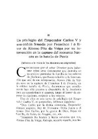 Un privilegio del emperador Carlos V y una cédula firmada por Francisco I a favor de Alonso Pita da Veiga por su intervención en la captura del monarca francés en la batalla de Pavía / El Marqués de Rafal | Biblioteca Virtual Miguel de Cervantes