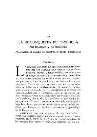 La reconquista de Orihuela : Su leyenda y su historia (Aportación al estudio de nuestras leyendas medievales) / Justo García Soriano | Biblioteca Virtual Miguel de Cervantes