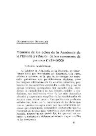 Memoria de los actos de la Academia de la Historia y relación de los concursos de premios (1929-1933) / Vicente Castañeda | Biblioteca Virtual Miguel de Cervantes