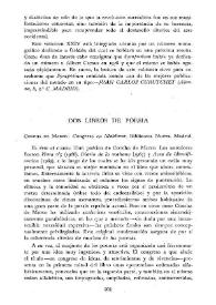 Dos libros de poesía [Reseña] / Ramón Barce | Biblioteca Virtual Miguel de Cervantes