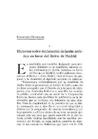 Dictamen sobre declaración de jardín artístico en favor del Retiro de Madrid / F. de Llanos y Torriglia | Biblioteca Virtual Miguel de Cervantes