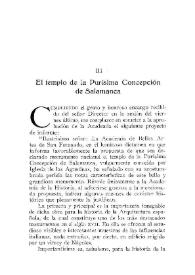 El templo de la Purísima Concepción de Salamanca / Eloy Bullón | Biblioteca Virtual Miguel de Cervantes