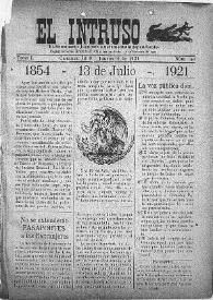 El intruso. Bi-Semanario Joco-serio netamente independiente. Tomo I, núm. 50, jueves 14 de julio de 1921 | Biblioteca Virtual Miguel de Cervantes